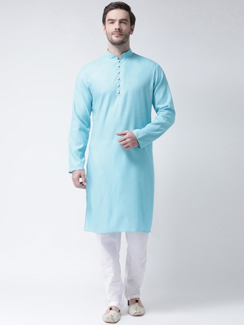 

SG LEMAN Men Blue & White Solid Kurta with Pyjamas