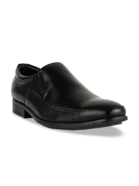 

BuckleUp Men Black Solid Leather Formal Slip-Ons