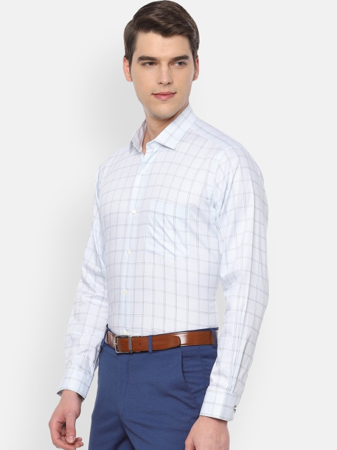 

Van Heusen Men White & Blue Regular Fit Checked Formal Shirt