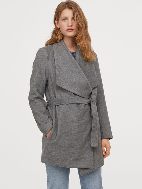 

H&M Women Grey Solid Short Coat