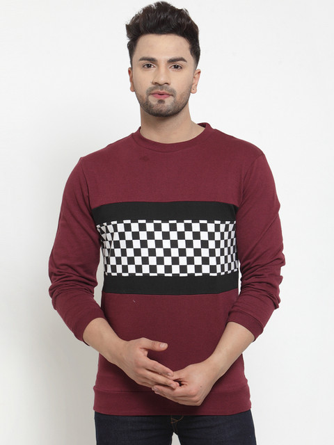 

armure Men Maroon & Black Checked Sweatshirt