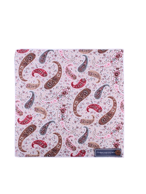 

PELUCHE Men Pink & Brown Paisley Printed Pocket Square