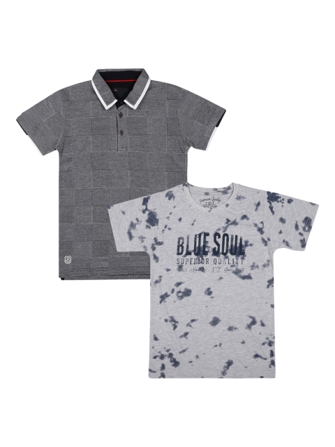 

Lil Tomatoes Boys Pack Of 2 Grey Melange Printed Round Neck T-shirt