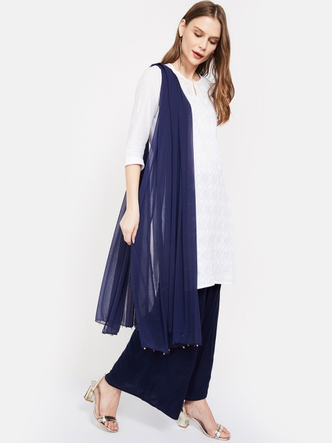 

Melange by Lifestyle Navy Blue Solid Dupatta