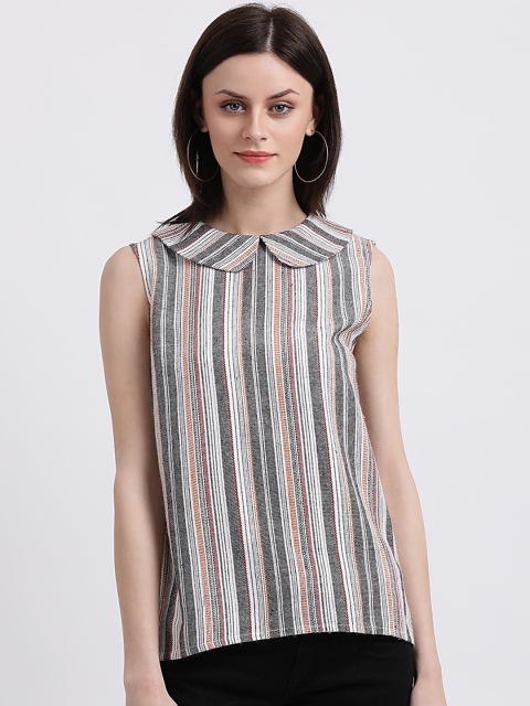 

Zink London Women White Striped Shirt Style Top