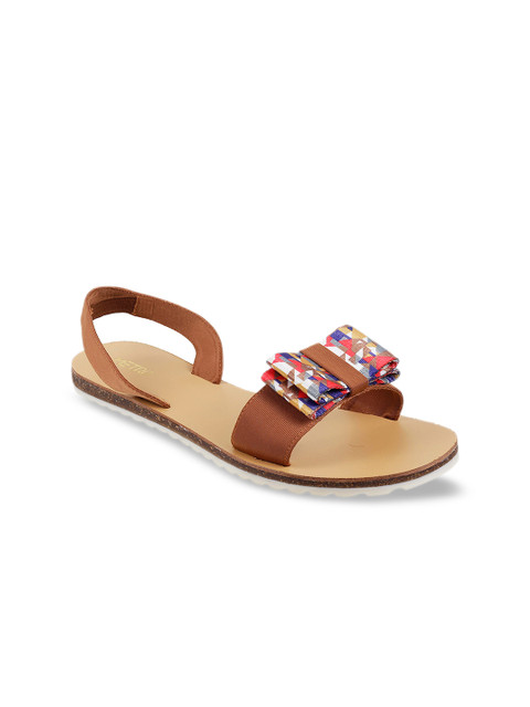 

Metro Women Tan Brown Printed Open Toe Flats