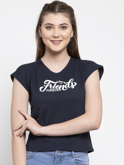 

Everlush Women Navy Blue Printed Top