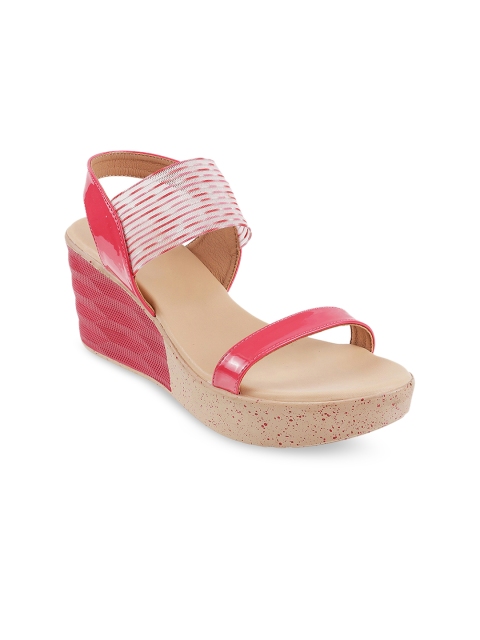 

Mochi Women Pink & White Solid Wedges