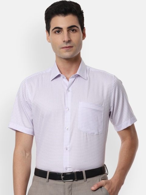 

Van Heusen Men White & Lavender Regular Fit Checked Formal Shirt