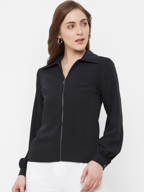 

bebe Women Black Regular Fit Solid Formal Shirt