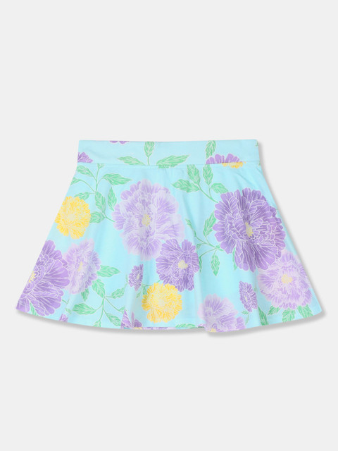 

The Childrens Place Girls Turquoise Blue & Purple Printed A-Line Mini Skirt