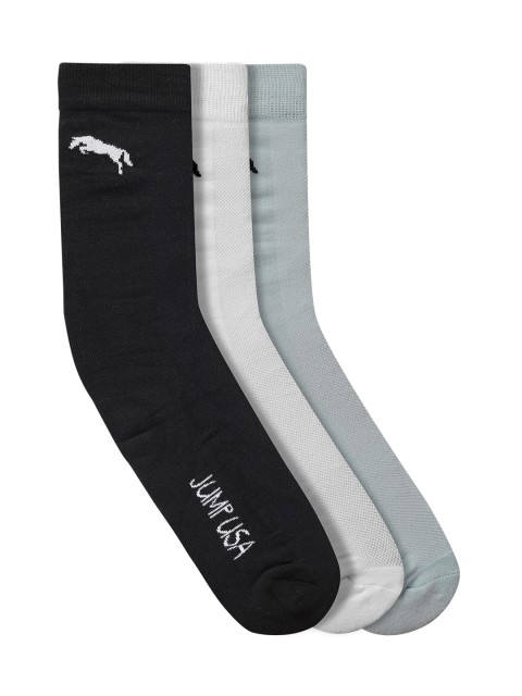 

JUMP USA Men Pack of 3 Patterned Calf-Length Socks, Black