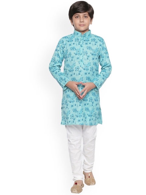 

Jeetethnics Boys Turquoise Blue Printed Kurta with Pyjamas