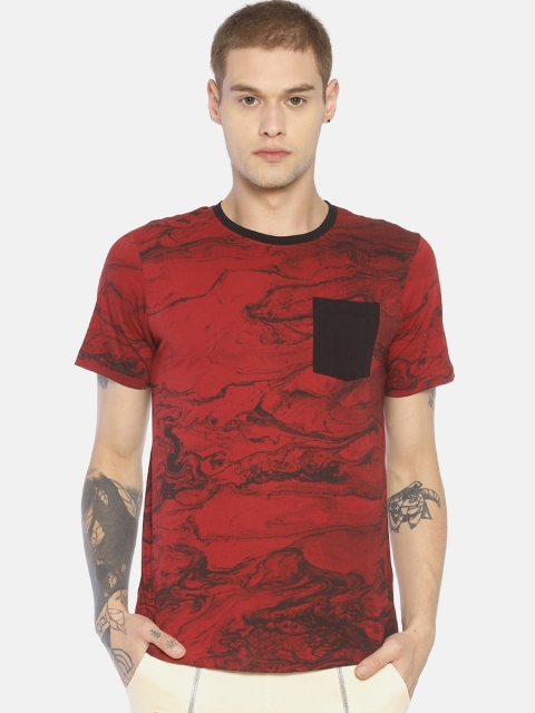 

IMPACKT Men Red & Black Printed Round Neck T-shirt