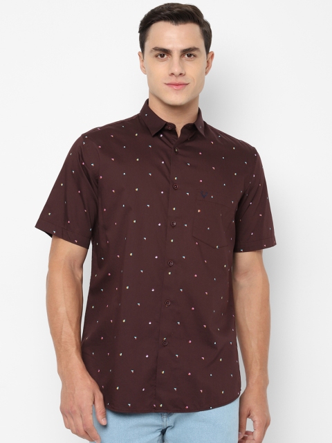 

Allen Solly Men Maroon Slim Fit Printed Casual Shirt