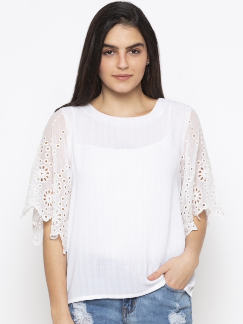 

Iti Women Off-White Self Design A-Line Top