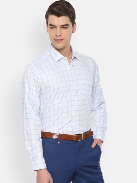 

Van Heusen Men White & Blue Regular Fit Checked Formal Shirt