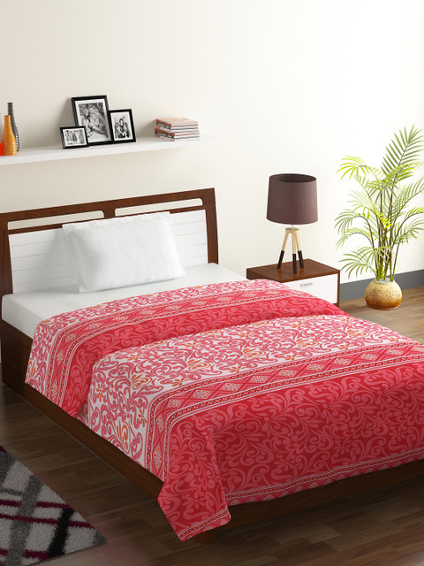 

SWAYAM Pink & White Ethnic Motif AC Room 150 GSM Single Bed Comforter