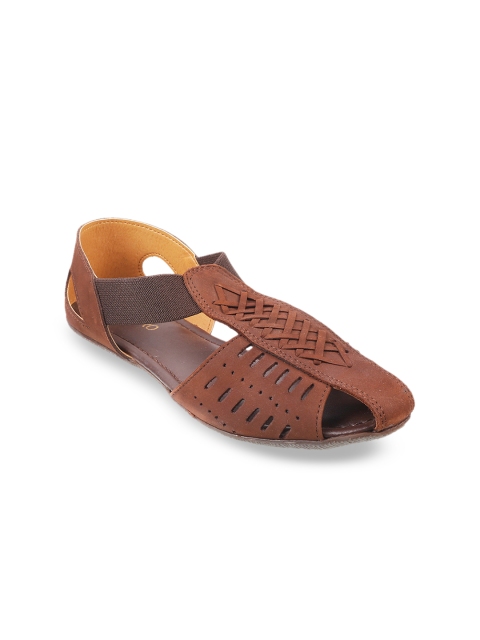 

Metro Women Brown Solid Leather Ballerinas