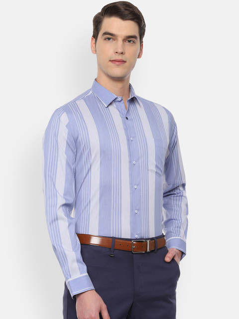

Van Heusen Men Blue & Off-White Slim Fit Striped Formal Shirt