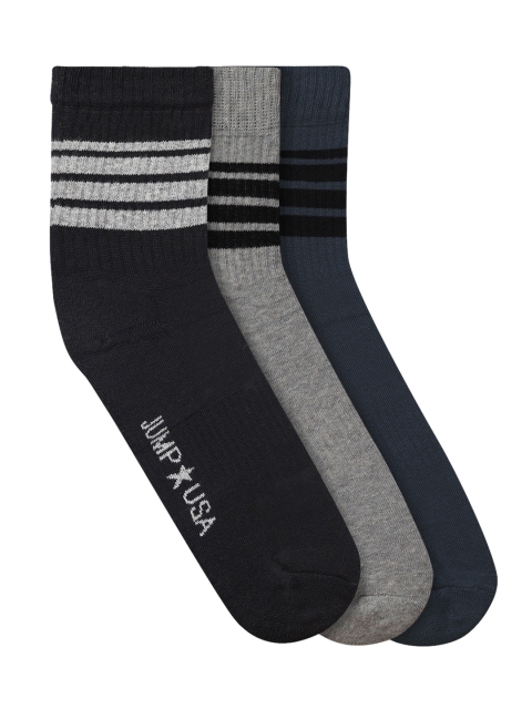 

JUMP USA Men Pack of 3 Solid Ankle-Length Socks, Black