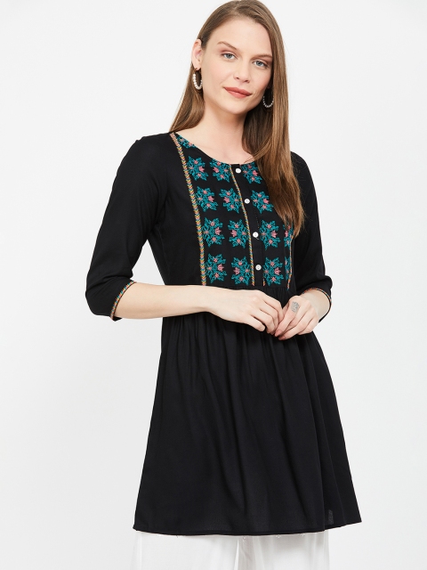 

Colour Me by Melange Women Embroidered Tunic, Black