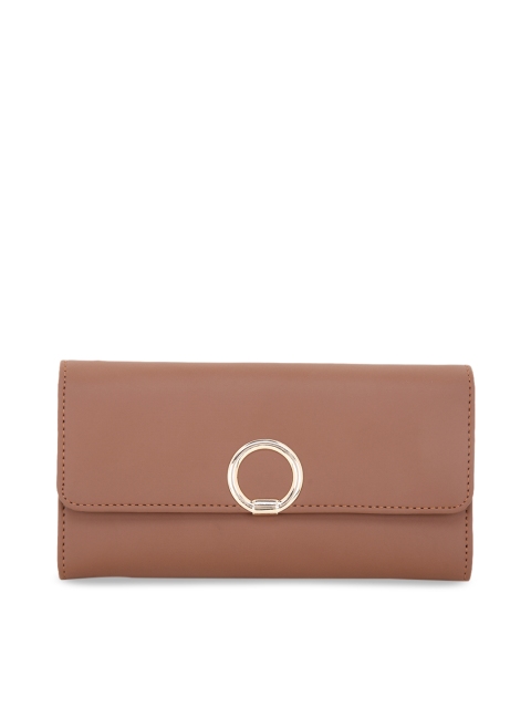 

yelloe Women Brown Solid Three Fold Wallet