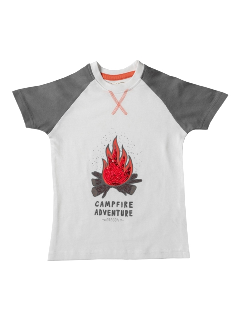 

Kid Studio Boys White Printed Round Neck T-shirt