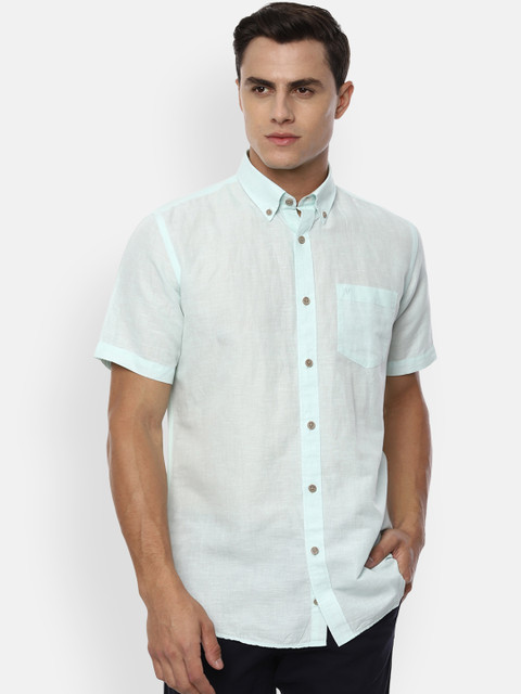

Van Heusen Sport Men Sea Green Slim Fit Solid Casual Shirt