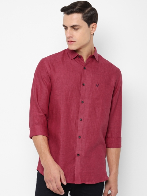 

Allen Solly Men Maroon Slim Fit Solid Pure Linen Casual Shirt