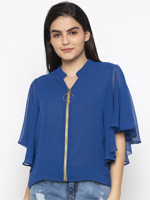 

Iti Women Blue Solid A-Line Top