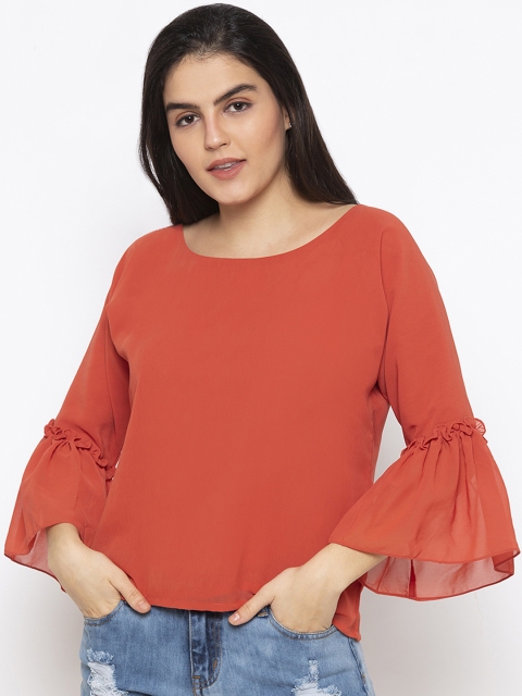 

Iti Women Orange Solid A-Line Top