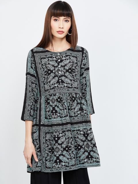 

Colour Me by Melange Women Black Printed A-Line Kurta