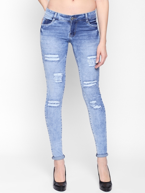 

fungus Women Blue Slim Fit High-Rise Highly Distressed Stretchable Jeans