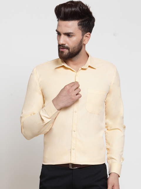

JAINISH Men Yellow Classic Regular Fit Solid Formal Shirt
