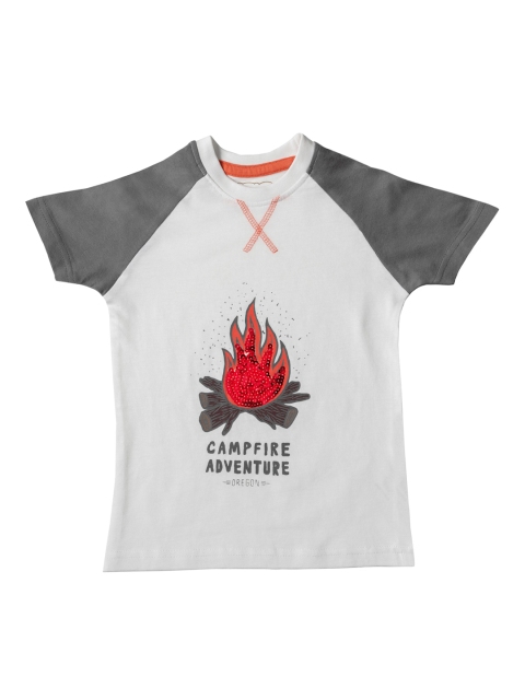 

Kid Studio Boys White Printed Round Neck T-shirt