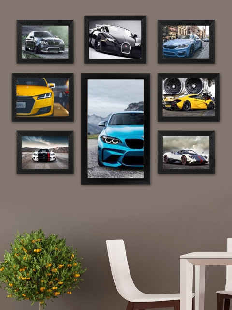 

SWADESI STUFF Set Of 8 Black Textured Individual Wall Photo Frames