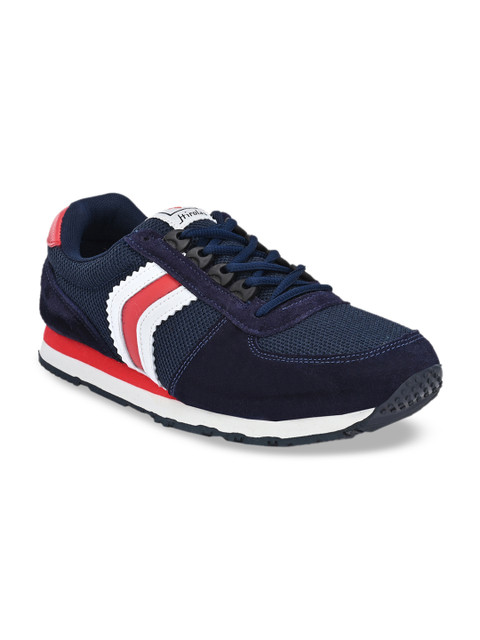 

HIROLAS Men Navy Blue Suede Running Shoes