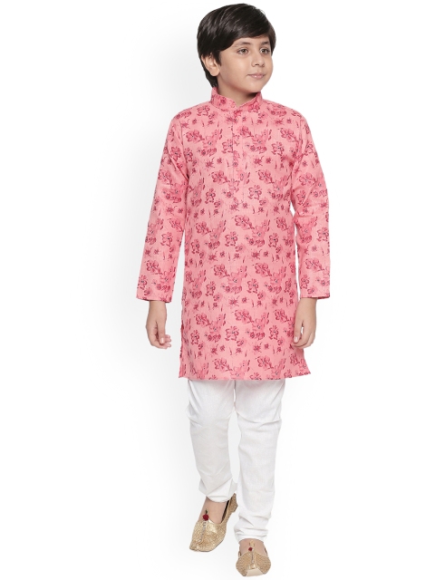 

Jeetethnics Boys Pink & White Printed Kurta with Pyjamas