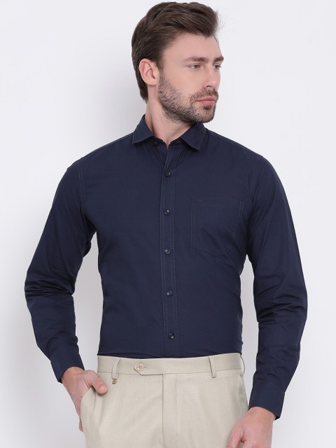 

Monte Carlo Men Navy Blue Slim Fit Solid Casual Shirt