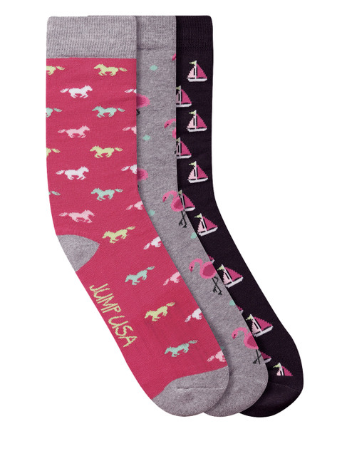 

JUMP USA Men Pack of 3 Patterned Calf-Length Socks, Black
