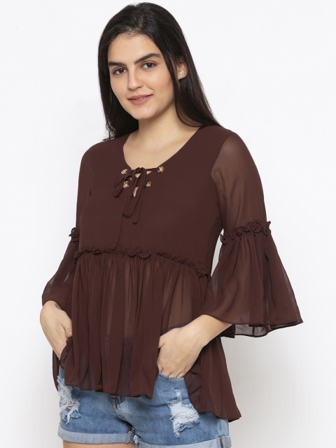 

Iti Women Brown Solid A-Line Top