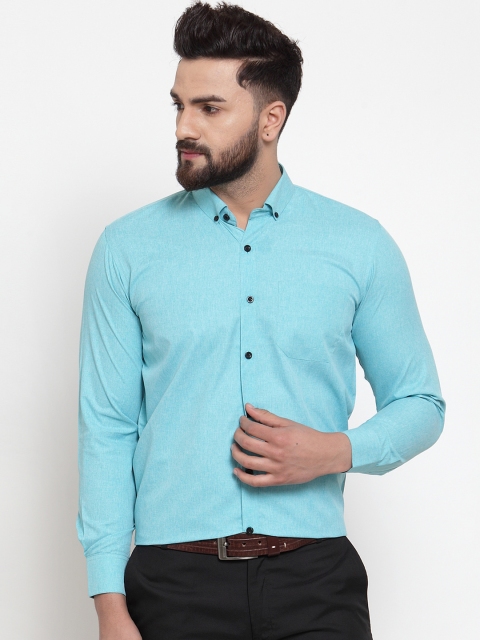 

JAINISH Men Turquoise Blue Classic Regular Fit Solid Formal Shirt