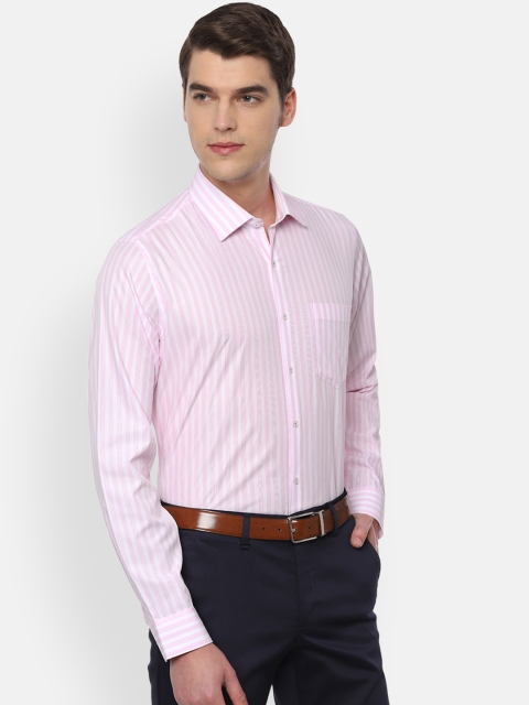 

Van Heusen Men Pink & White Slim Fit Striped Formal Shirt