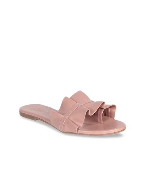 

SHUZ TOUCH Women Peach-Coloured Solid Open Toe Flats