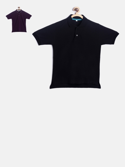 

TINY HUG Boys Pack Of 2 Assorted Solid Polo Collar T-shirt