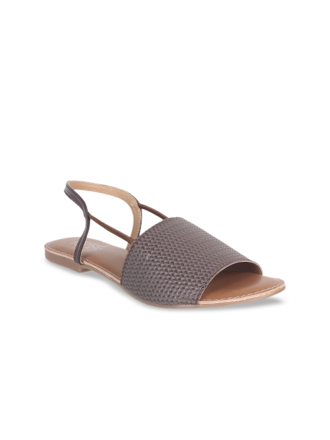 

SHUZ TOUCH Women Brown Textured Open Toe Flats