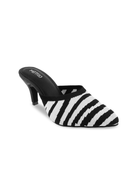

Metro Women Black & White Striped Pumps