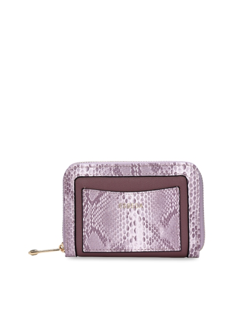 

ESBEDA Women Purple Snakeskin Textured Zip Around Wallet