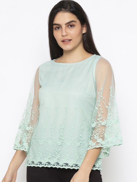 

Iti Women Sea Green Lace A-Line Top